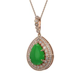 10.41 ctw Jade & Diamond Victorian Necklace 14K Rose Gold