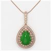 Image 2 : 10.41 ctw Jade & Diamond Victorian Necklace 14K Rose Gold