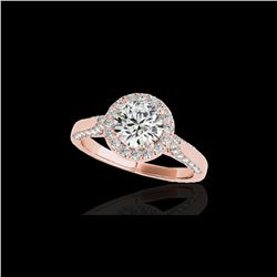 1.5 ctw Certified Diamond Solitaire Halo Ring 10K Rose Gold