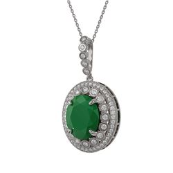 13.75 ctw Emerald & Diamond Victorian Necklace 14K White Gold