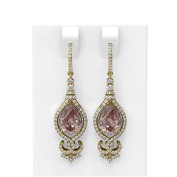 7.03 ctw Morganite & Diamond Earrings 18K Yellow Gold