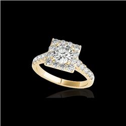 2.5 ctw Certified Diamond Solitaire Halo Ring 10K Yellow Gold