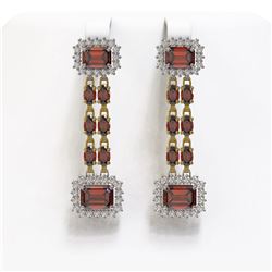 10.62 ctw Garnet & Diamond Earrings 14K Yellow Gold