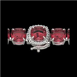 40 ctw Pink Tourmaline & Micro Diamond Bracelet 14K White Gold