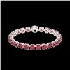 Image 2 : 40 ctw Pink Tourmaline & Micro Diamond Bracelet 14K White Gold