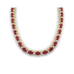 55.5.0 ctw Ruby & VS/SI Certified Diamond Eternity Necklace 10K Yellow Gold