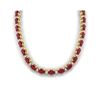 Image 1 : 55.5.0 ctw Ruby & VS/SI Certified Diamond Eternity Necklace 10K Yellow Gold