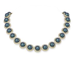 19 ctw Diamond and Pearl Necklace 18K Yellow Gold