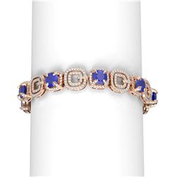 26.1 ctw Sapphire & Diamond Bracelet 18K Rose Gold