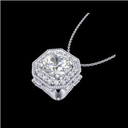 1.54 ctw VS/SI Diamond Solitaire Art Deco Necklace 18K White Gold