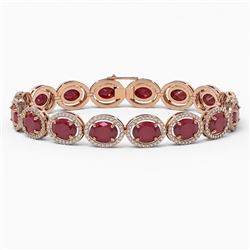 31.79 ctw Ruby & Diamond Micro Pave Halo Bracelet 10K Rose Gold