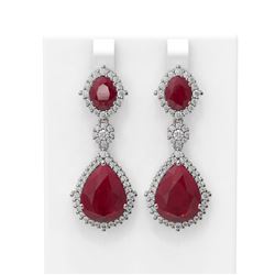 29.36 ctw Ruby & Diamond Earrings 18K White Gold