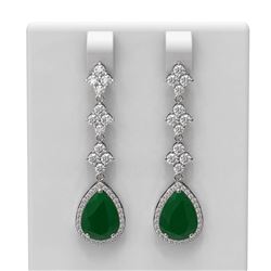 9.82 ctw Emerald & Diamond Earrings 18K White Gold