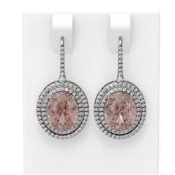 8.61 ctw Morganite & Diamond Earrings 18K White Gold