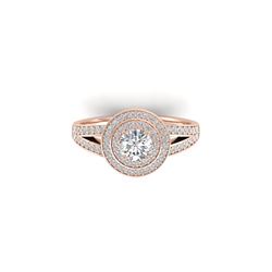 1.15 ctw Certified VS/SI Diamond Art Deco Halo Ring 18K Rose Gold
