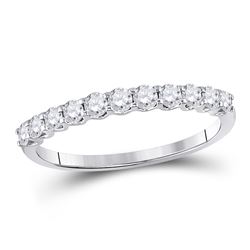 14kt White Gold Round Diamond Classic Anniversary Band Ring 1/2 Cttw