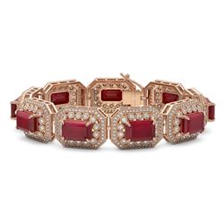 61.92 ctw Certified Ruby & Diamond Victorian Bracelet 14K Rose Gold