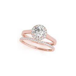 1.42 ctw Certified VS/SI Diamond 2pc Wedding Set Halo 14K Rose Gold