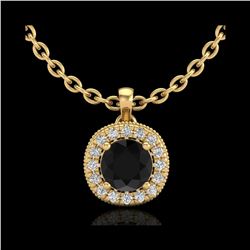 1.1 ctw Fancy Black Diamond Art Deco Stud Necklace 18K Yellow Gold