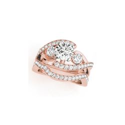2.04 ctw Certified VS/SI Diamond Bypass 2pc Wedding Set 14K Rose Gold