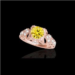 1.25 ctw Certified SI Intense Yellow Diamond Antique Ring 10K Rose Gold