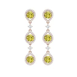 5.11 ctw Fancy Yellow SI Diamond Earrings 18K Rose Gold