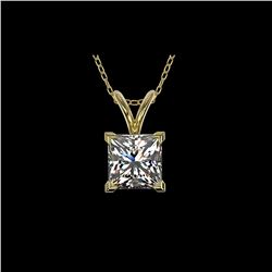1 ctw Certified VS/SI Quality Princess Diamond Necklace 10K Yellow Gold