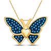 Image 1 : 10kt Yellow Gold Round Blue Color Enhanced Diamond Butterfly Bug Pendant 1/6 Cttw
