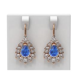11.1 ctw Tanzanite & Diamond Earrings 18K Rose Gold