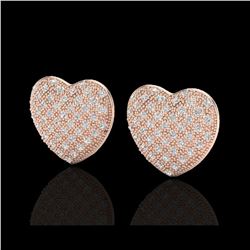 1.50 ctw Micro Pave VS/SI Diamond Heart Earrings 14K Rose Gold