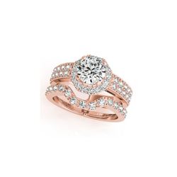 1.69 ctw Certified VS/SI Diamond 2pc Wedding Set Halo 14K Rose Gold