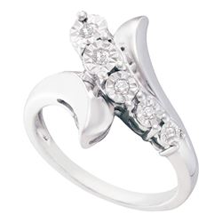 Sterling Silver Round Diamond Band Ring 1/10 Cttw