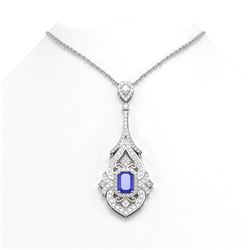 10.47 ctw Sapphire & Diamond Necklace 18K White Gold