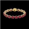 Image 2 : 75 ctw Ruby & Micro Pave VS/SI Diamond Bracelet 14K Yellow Gold