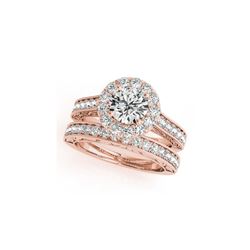 2.11 ctw Certified VS/SI Diamond 2pc Wedding Set Halo 14K Rose Gold