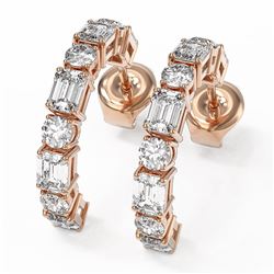 3.46 ctw Emerald Cut Diamond Designer Earrings 18K Rose Gold