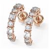 Image 1 : 3.46 ctw Emerald Cut Diamond Designer Earrings 18K Rose Gold