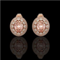 7.44 ctw Morganite & Diamond Victorian Earrings 14K Rose Gold