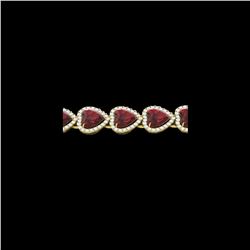 25 ctw Garnet & Micro Pave VS/SI Diamond Bracelet Heart 14K Yellow Gold