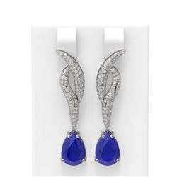 6.79 ctw Sapphire & Diamond Earrings 18K White Gold