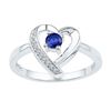 Image 1 : Sterling Silver Round Lab-Created Blue Sapphire Heart Ring 1/4 Cttw
