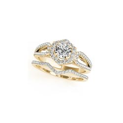 1.07 ctw Certified VS/SI Diamond 2pc Wedding Set Halo 14K Yellow Gold
