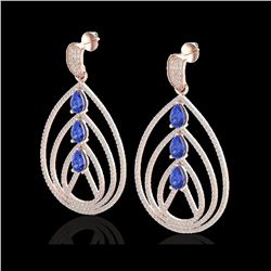 4 ctw Tanzanite & Micro Pave VS/SI Diamond Earrings 14K Rose Gold