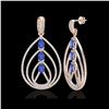 Image 2 : 4 ctw Tanzanite & Micro Pave VS/SI Diamond Earrings 14K Rose Gold