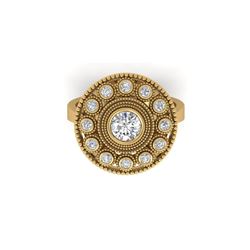 0.91 ctw Certified VS/SI Diamond Art Deco Ring 14K Yellow Gold