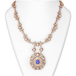 23.07 ctw Tanzanite & Diamond Necklace 18K Rose Gold