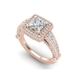 2.53 ctw Princess VS/SI Diamond Solitaire Art Deco Ring 18K Rose Gold
