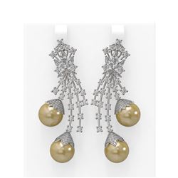 8.06 ctw Diamond and Pearl Earrings 18K White Gold