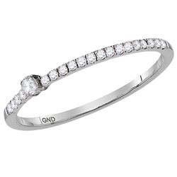 10kt White Gold Round Diamond Solitaire Stackable Band Ring 1/6 Cttw