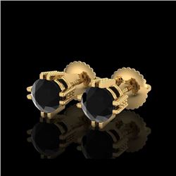 1.07 ctw Fancy Black Diamond Art Deco Stud Earrings 18K Yellow Gold